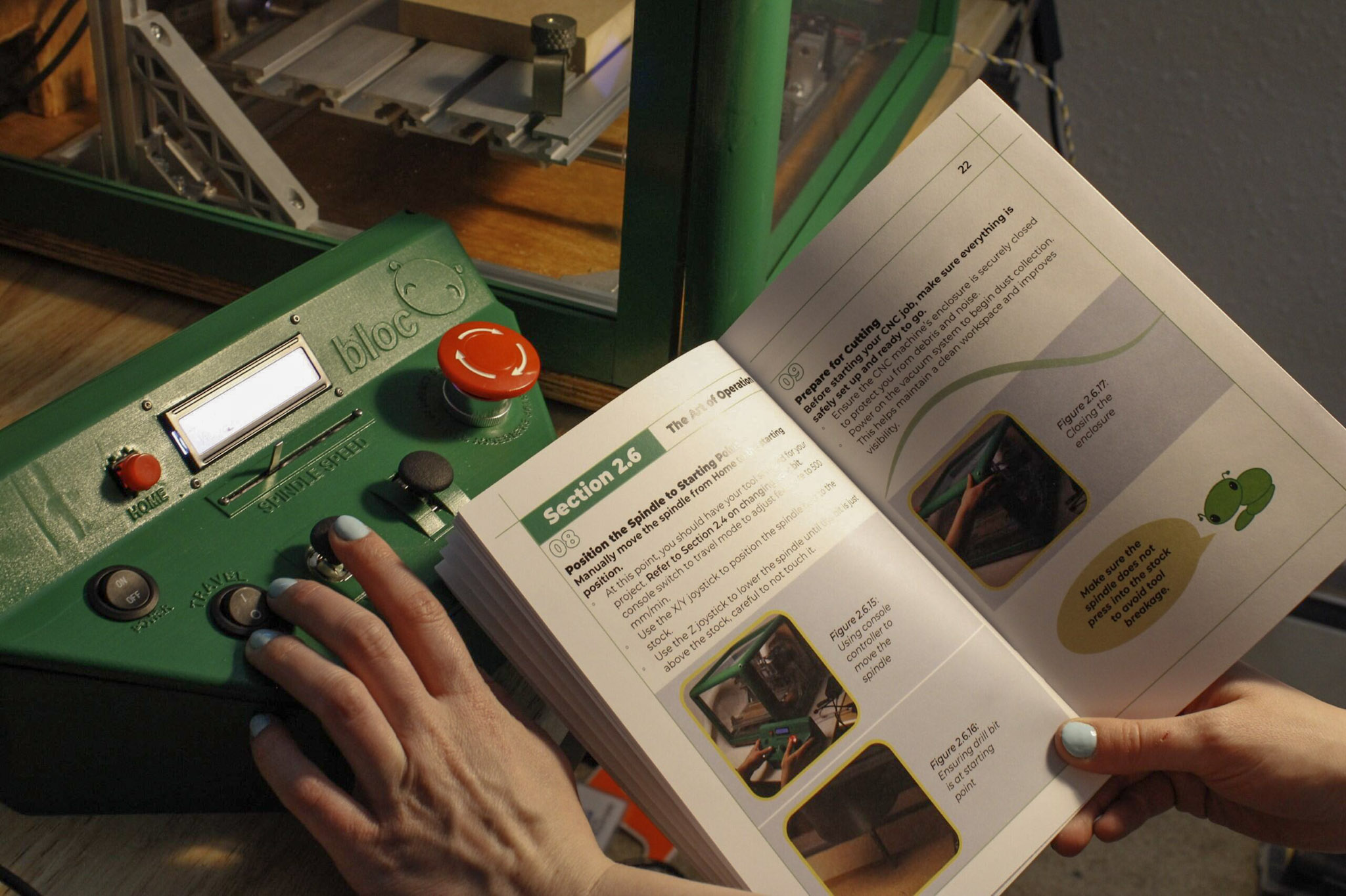 Closeup of console with enclosure